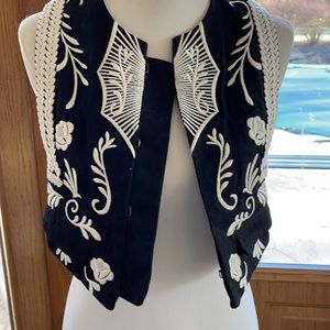 Honey Bunch Embroidered Black & White Spanish Vest